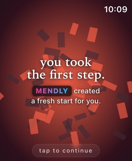 Confetti with the words “you took the first step”.