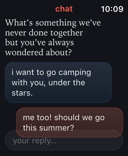 A chat thread with both answers and a reply field.
